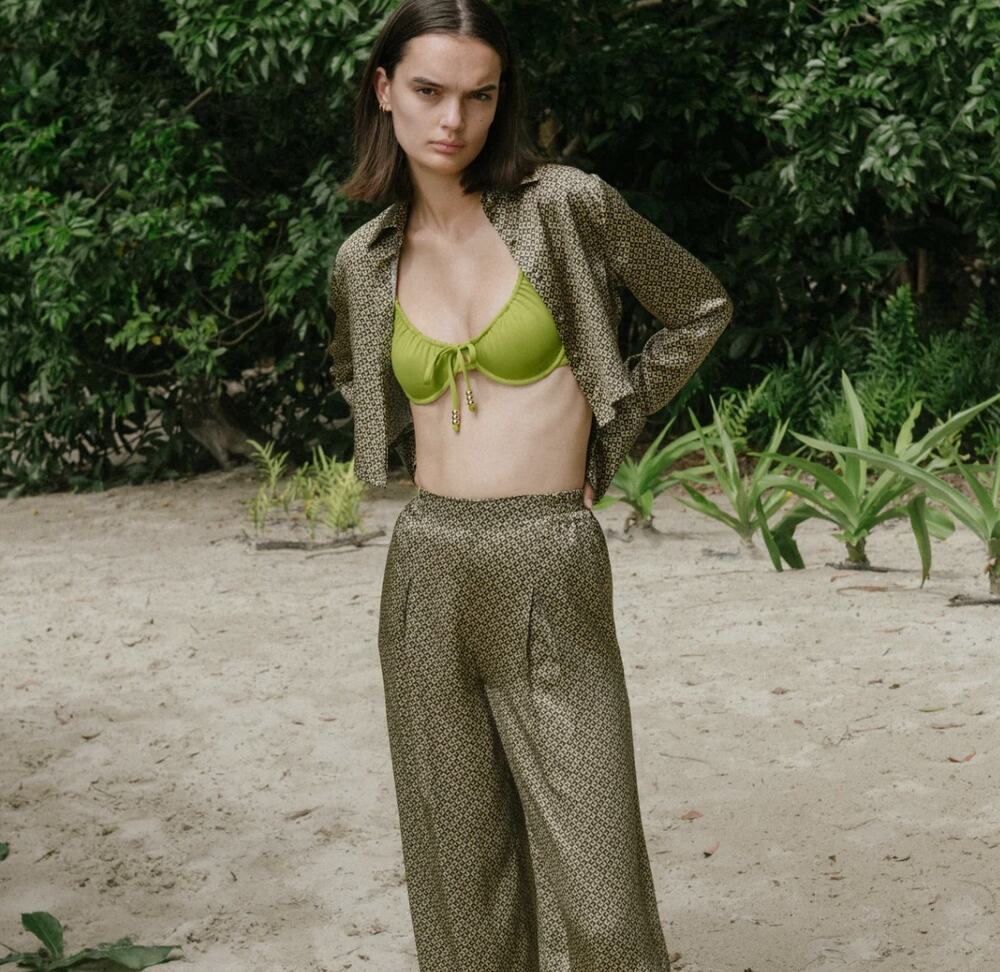 Palm Swimwear Talise Triangle Top Green sz 4